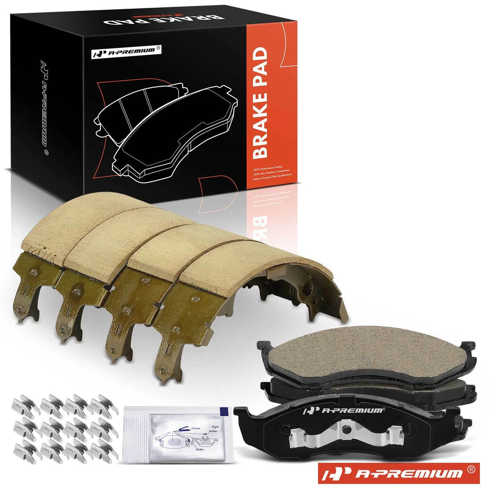 Set of 8 Ceramic Brake Pads & Shoes for Jeep Wrangler Cherokee