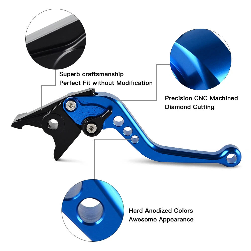 Short Blue Brake Clutch Levers for Yamaha WR125X WR125R (2009–2014)
