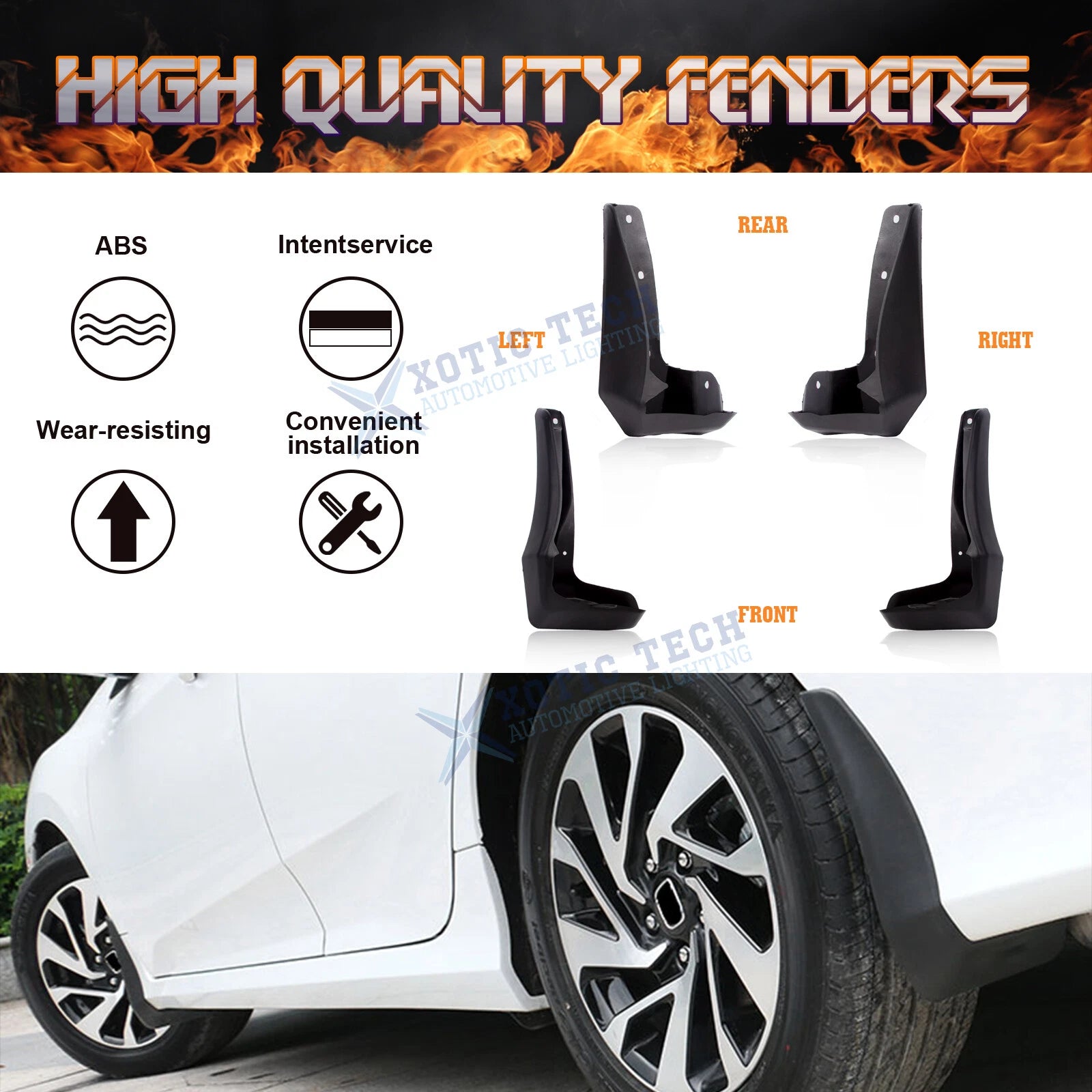 Mud Flaps Splash Guards Mudguards Set for Honda Civic Hatchback (2017-2021)