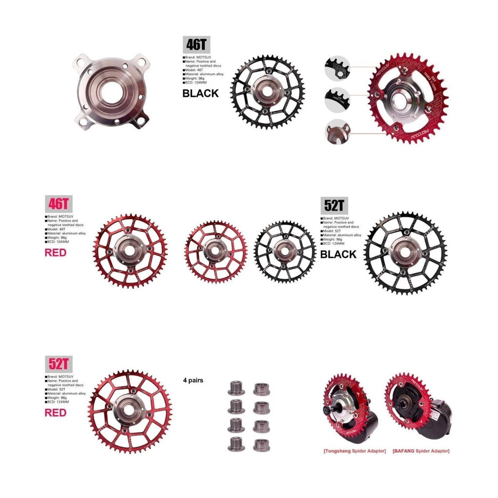 Chainring Set for Bicycle Positive Negative Replacement Converter
