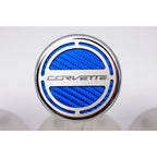 Chrome Corvette Cap Covers with Blue C-Fiber Inlay for 2014–2019 Z06 Manual