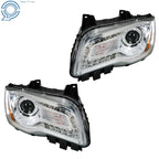 Set of 2 Headlight Assemblies for Chrysler 300 (2011-2014) Halogen Chrome Clear