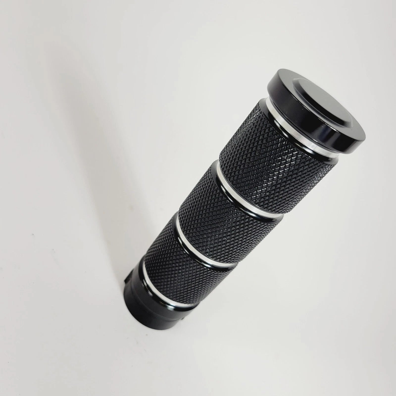 Left Black Stroker Knurled Billet Grip for Harley Softail Dyna Sportster