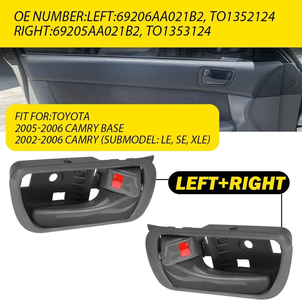2X Inside Interior Door Handle Set for Toyota Camry (2002–2006) Gray EV