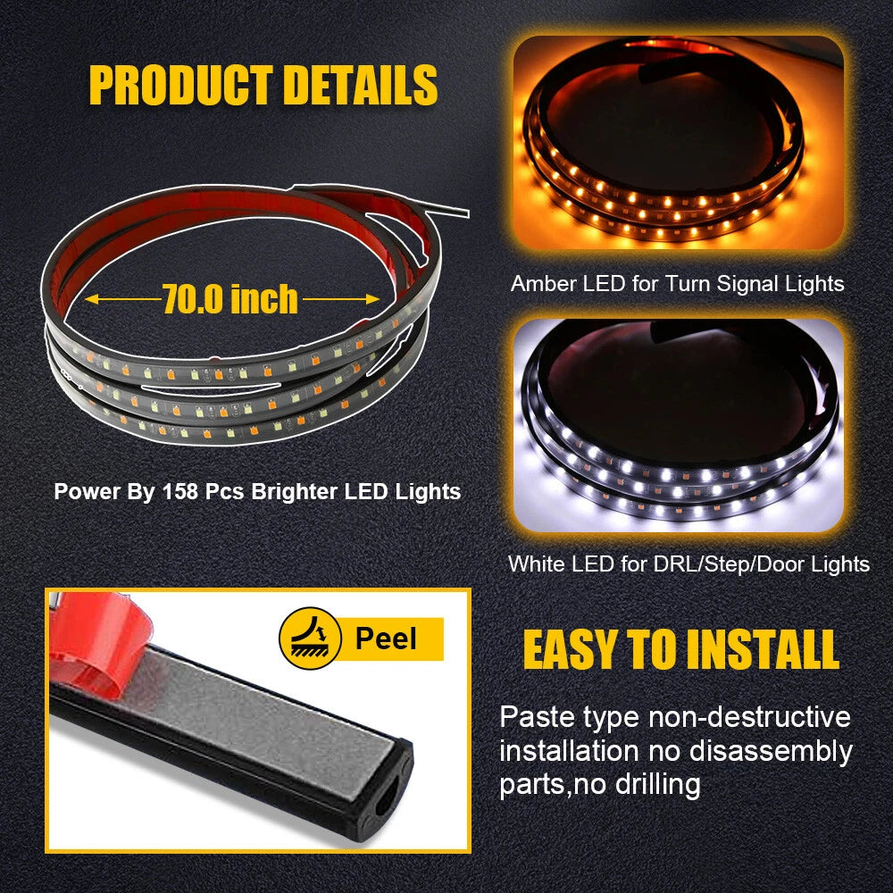 70" LED DRL Step Running Board Lights for Ram 1500 2500 3500