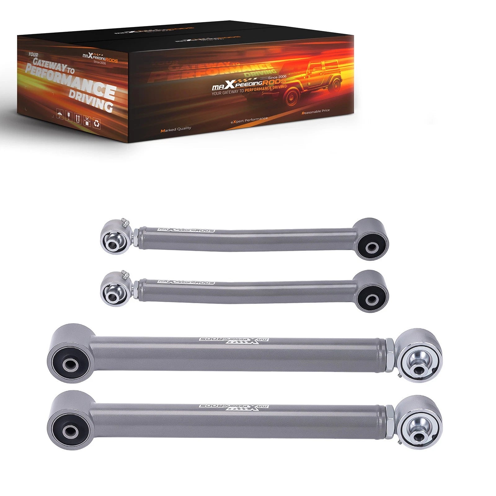 Set of 4 Adjustable Rear Upper Lower Control Arms for Jeep Wrangler JK (2007–2018)