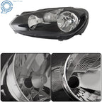 Driver Side Headlight for Volkswagen Golf/Jetta Sportwagen (2010–2014) Halogen Black