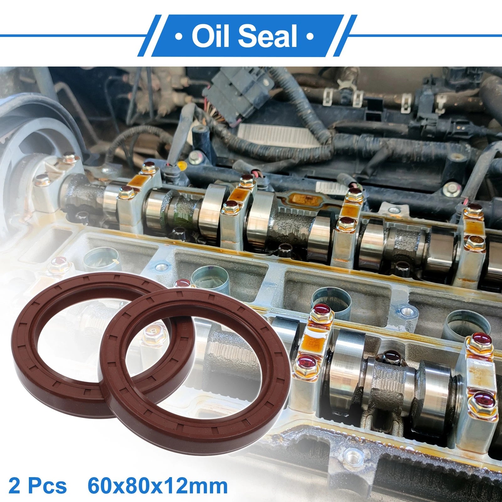 Set of 2 Oil Seal Rotary Shaft Seal FKM Rubber 60x80x12mm for Various Models