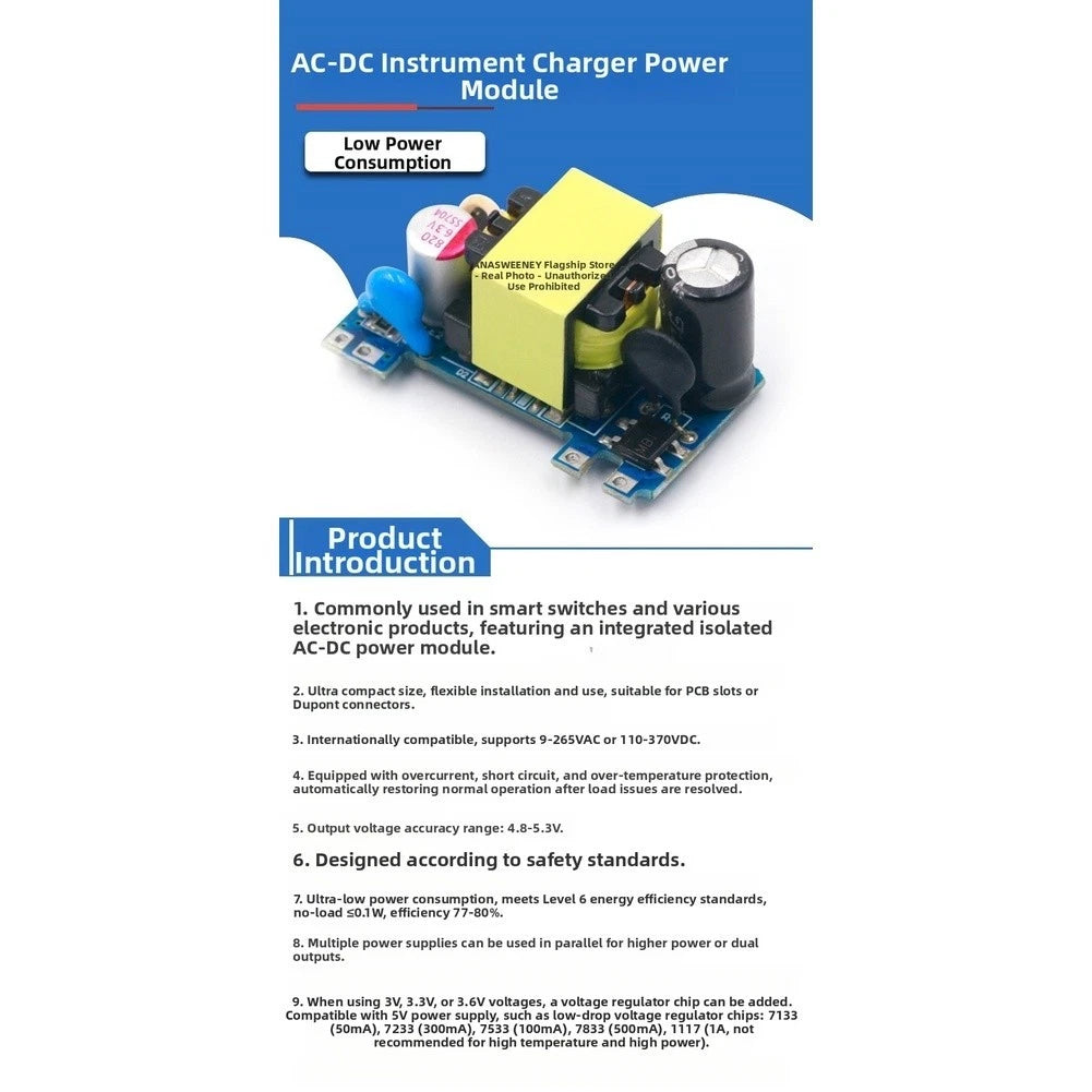 AC-DC Charging Module for Wide DC Input 110-370V (Stable Output 4.8-5.3V)