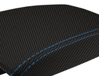 Console Lid Armrest Cover for Mazda 3 (2010–2013) Carbon Fiber Blue Stitch