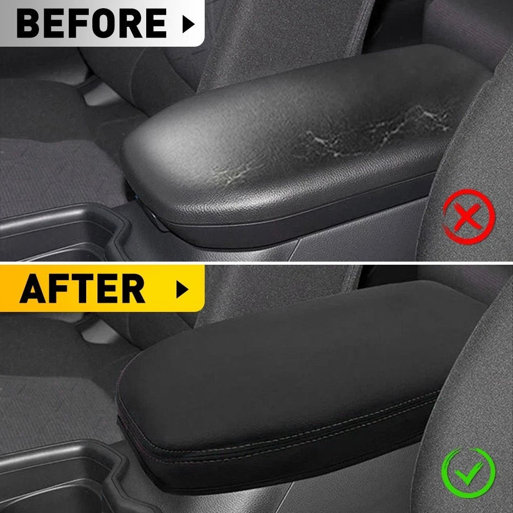 Black PU Leather Armrest Cover Pad for Toyota RAV4 (2019–2025)