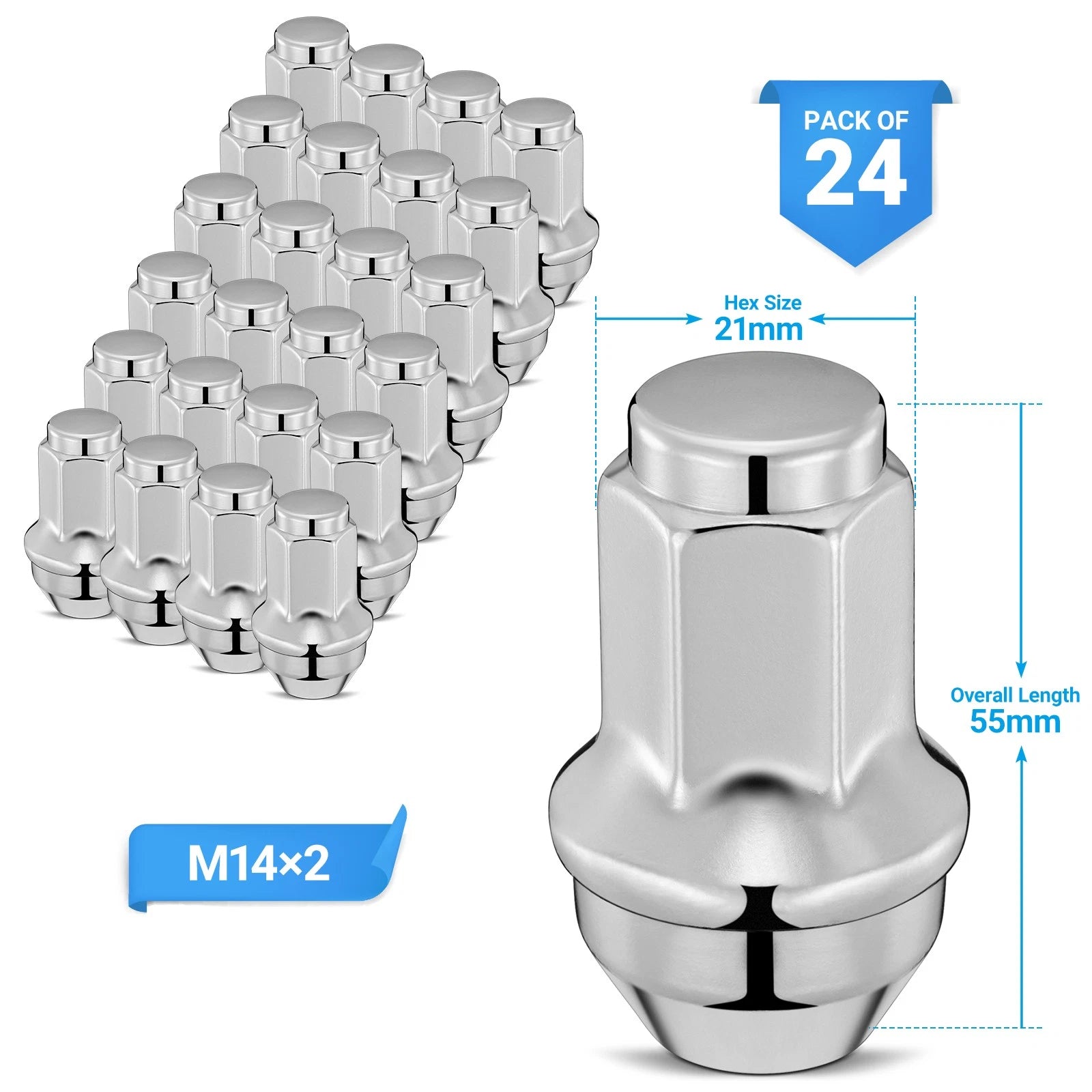 14mmx2 Lug Nuts for Ford F-150 and Expedition (2000–2014)