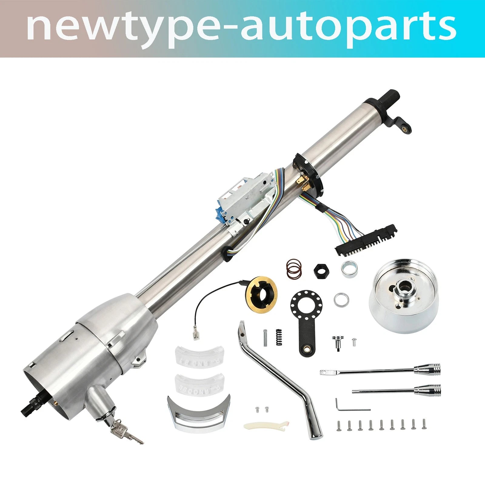 32" Stainless Steel Tilt Steering Column w/ Key & 9 Bolt Adapter for