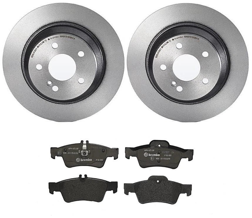 Brembo Rear Brake Kit with Low-Met Pads & Coated Disc Rotors for MB R230 SL500 (2004–2006)