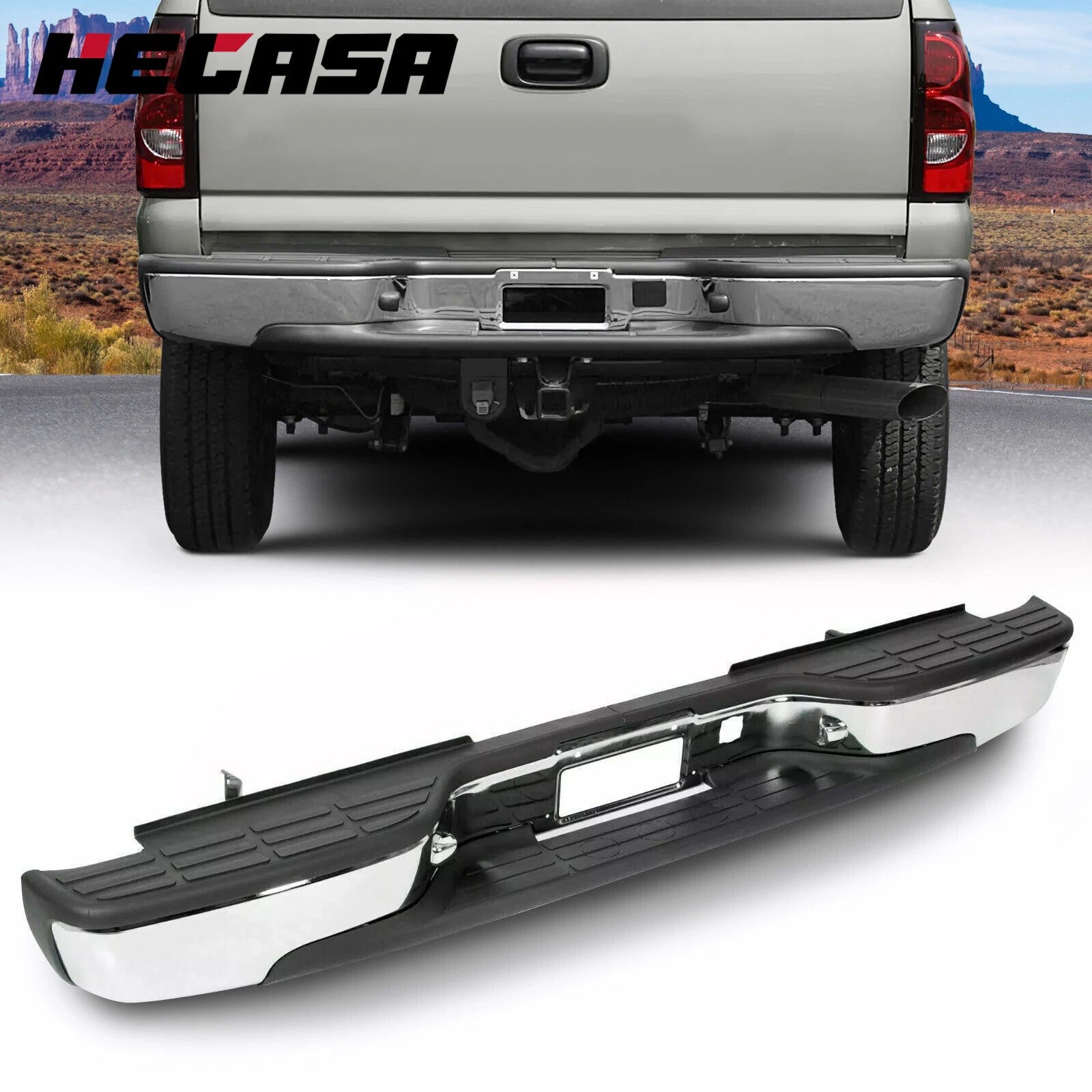 Chrome Rear Step Bumper for Chevy Silverado 2500 HD 3500 (1999–2007)