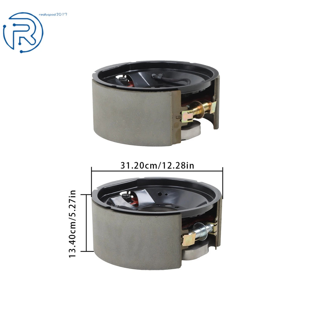 Set of 2 Electric Trailer Brake Assemblies for 12K-15K Axles (Self-Adjusting)