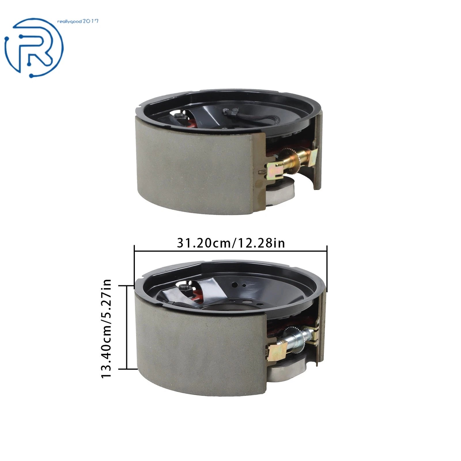 Set of 2 Electric Trailer Brake Assemblies for 12K-15K Axles (Self-Adjusting)