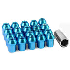 Set of 20 Closed End M12x1.5 35mm Tall Sky Blue Aluminum Lug Nuts + Adapter
