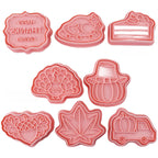 8-Piece Thanksgiving Cookie Molds with Press-and-Lift Mechanism