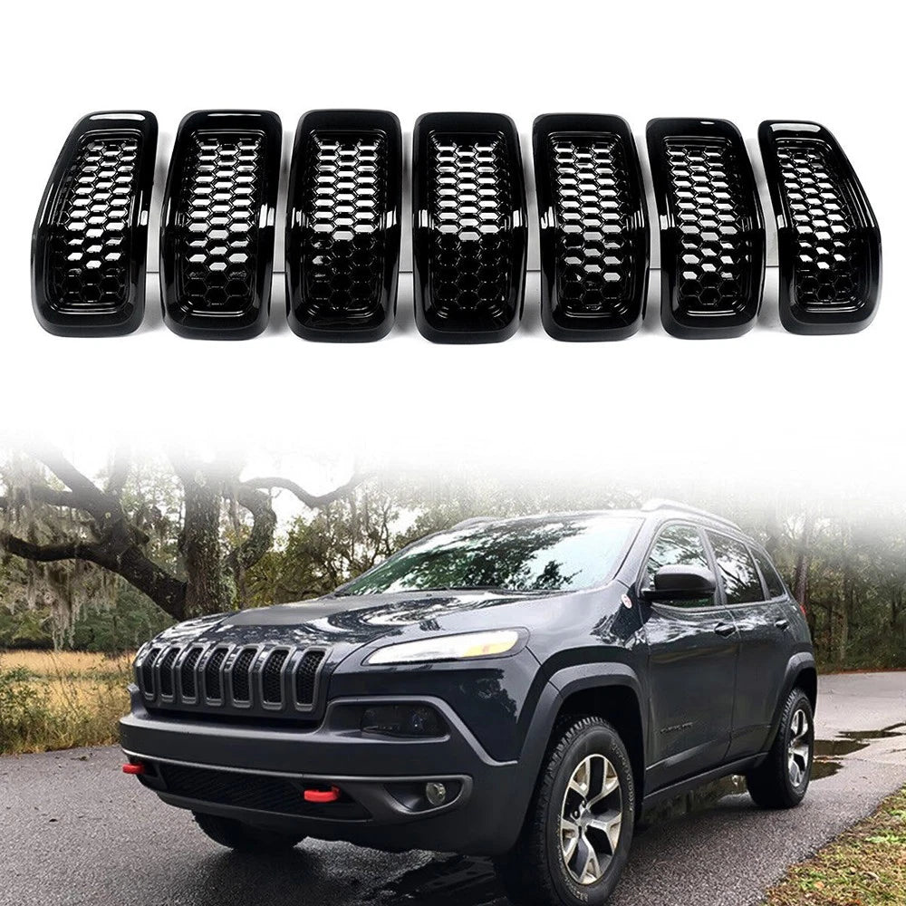 Front Grille Trim Black Insert for Jeep Cherokee (2014–2018) Honeycomb Mesh