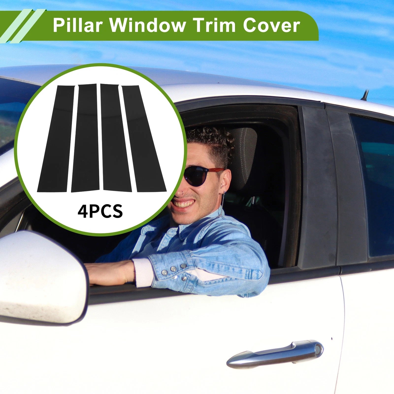 Set of 4 Pillar Window Trim for Dodge Ram (2009–2018) Black