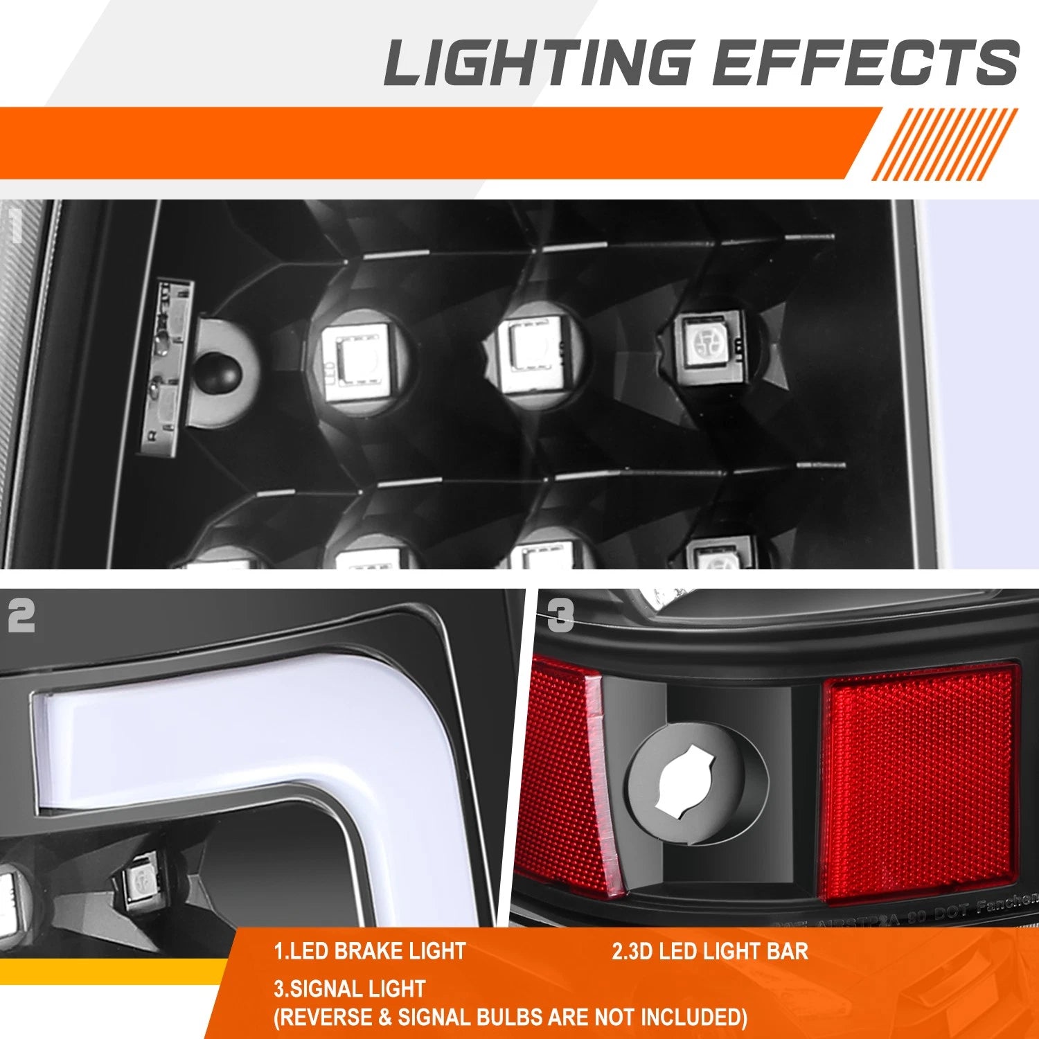 3D LED C-Bar Tail Light for Chevy Silverado (2003–2007)