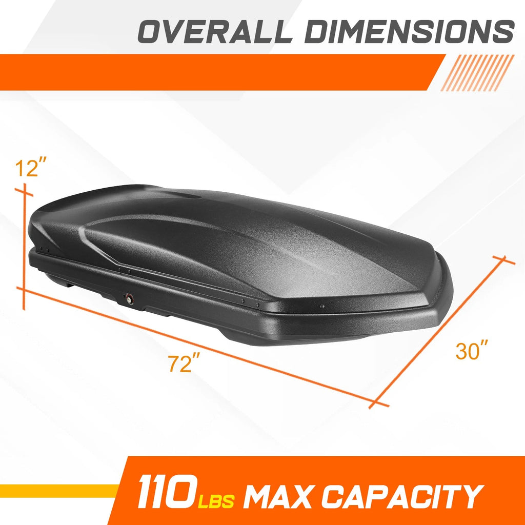 Car Cargo Roof Box Carrier for Universal Fit (72"x30"x12") Textured Black