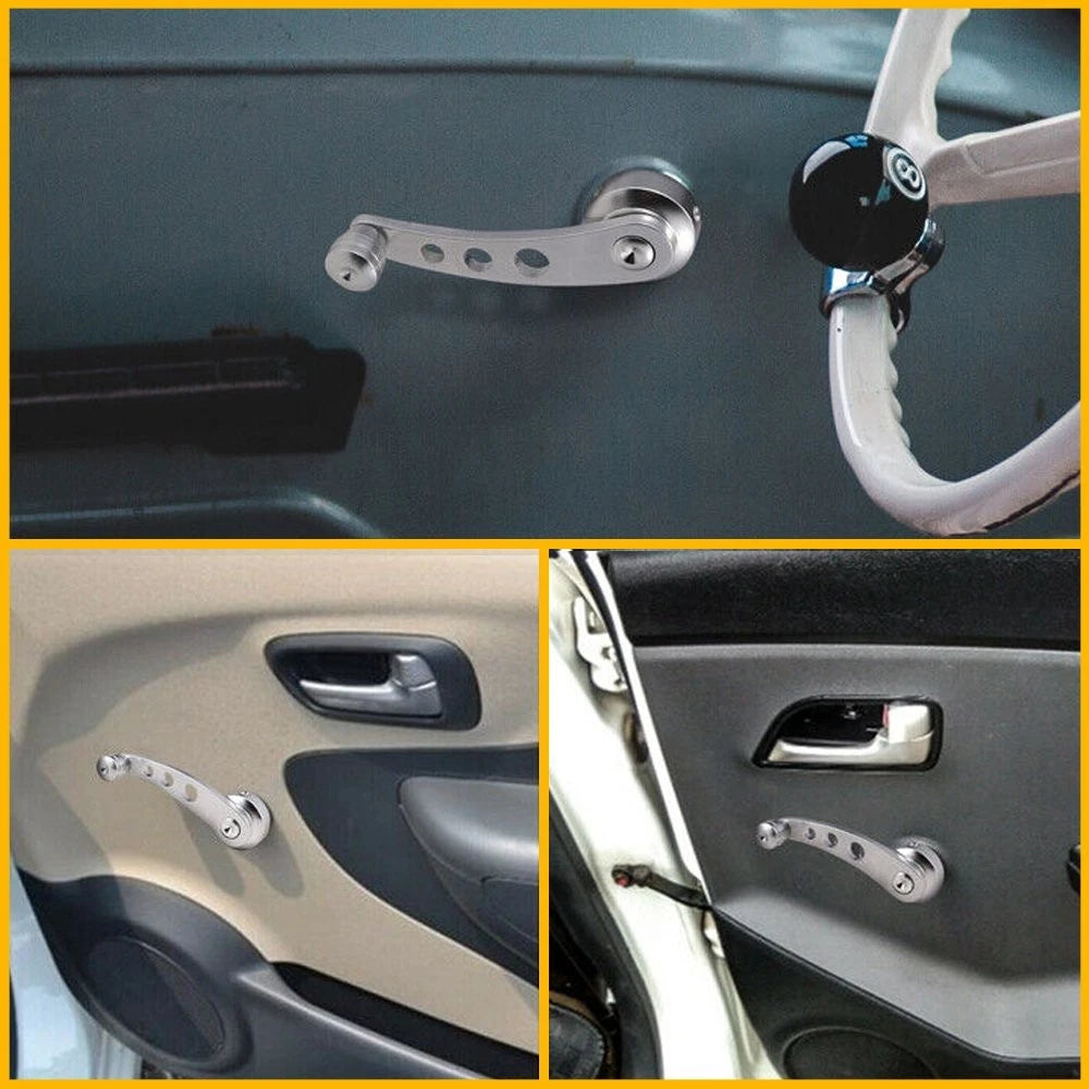 Chrome Billet Aluminum Door Manual Handle Crank Window Winder for Universal Cars