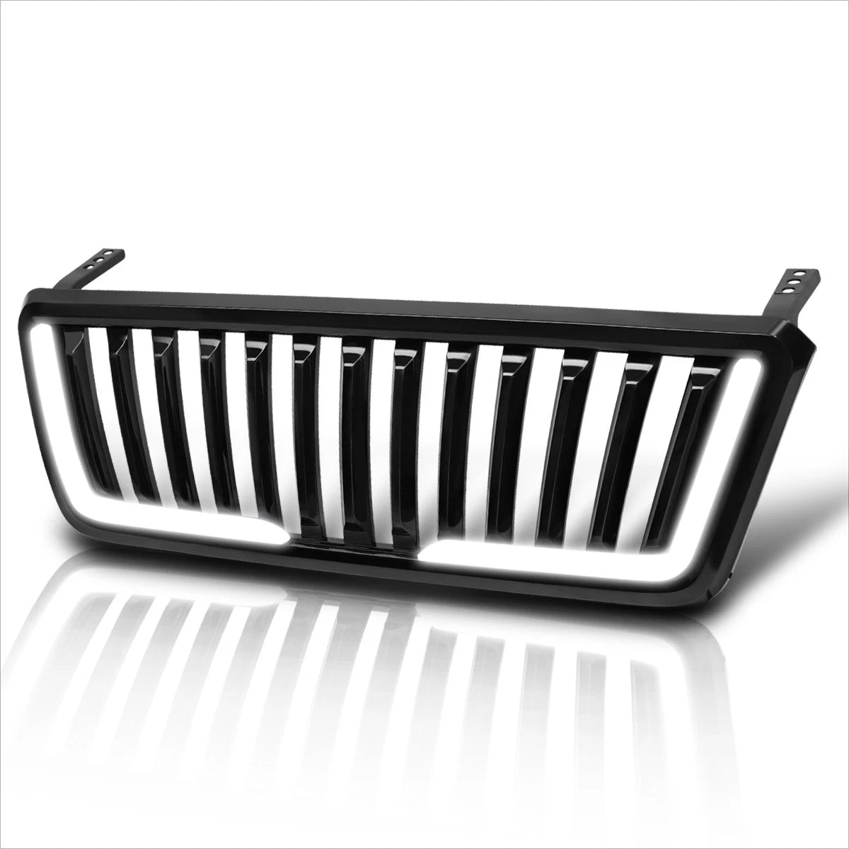 Vertical Fence ABS Front Bumper Grille Frame w/LED Light Bar for Ford F150 (2004–2008)