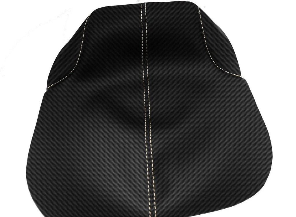 Console Lid Armrest Cover for Cadillac XTS (2013–2019) Carbon Fiber Beige Stitch
