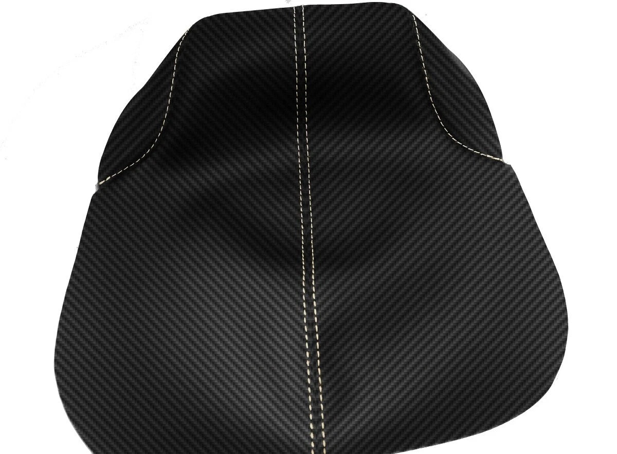 Console Lid Armrest Cover for Cadillac XTS (2013–2019) Carbon Fiber Beige Stitch