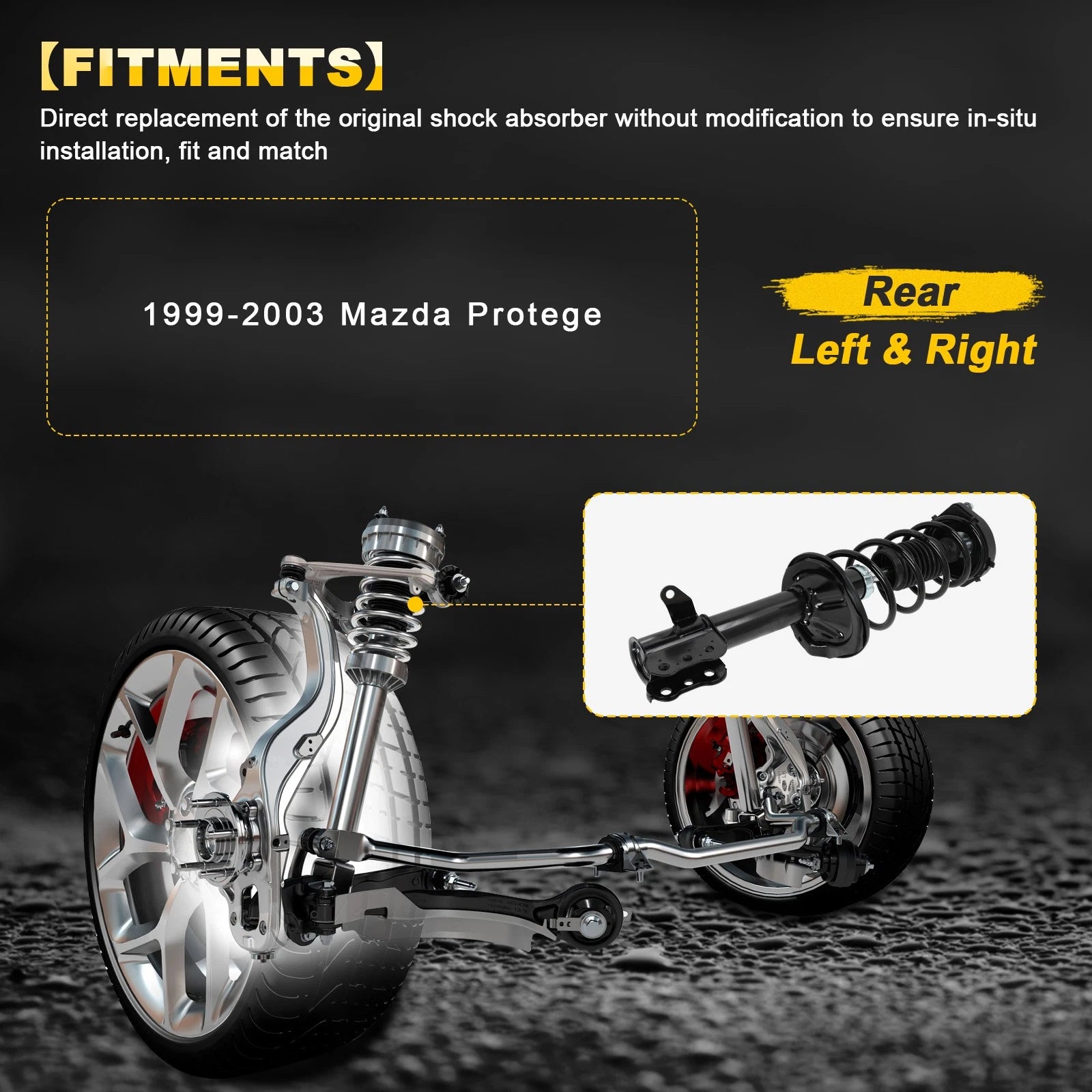 Set of 2 Rear Complete Struts with Springs for Mazda Protege