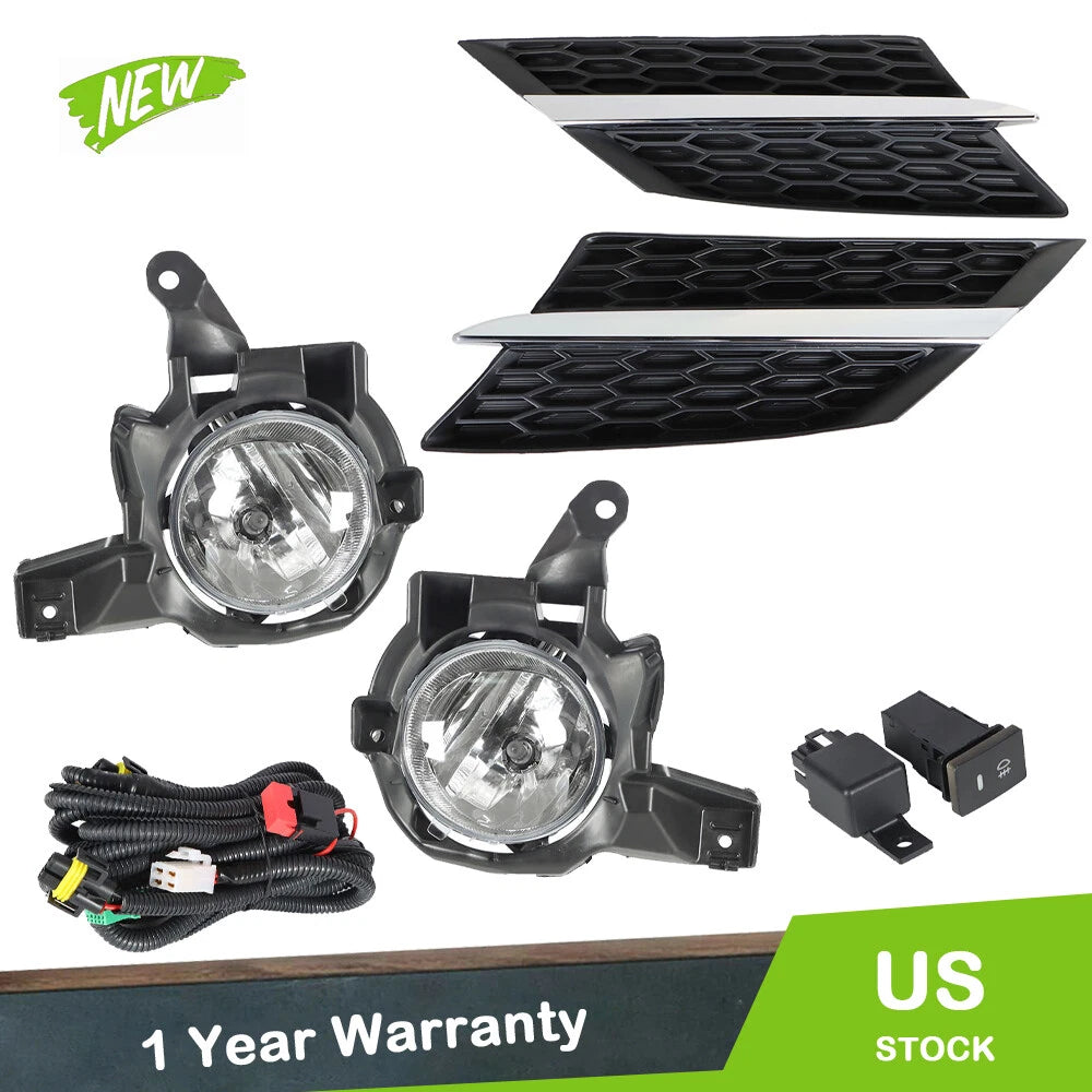Set of 2 Fog Lights and Grille Assembly for Toyota RAV4 (2013–2015)
