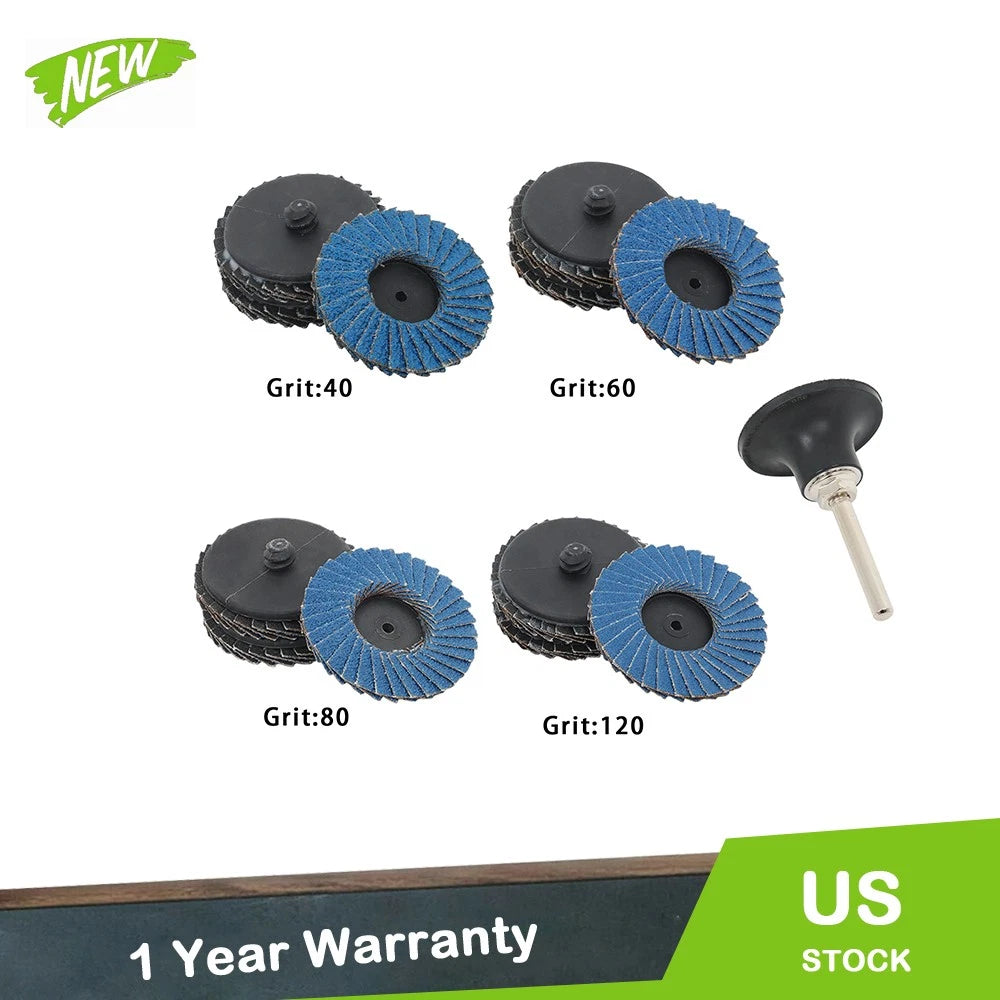 20PCS Sanding Discs for Mixed Use (2" Roll Lock, 40-120 Grit)