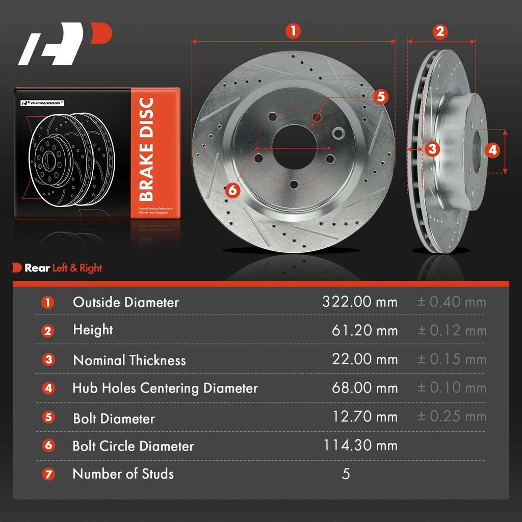 Rear Drilled Brake Rotors for Nissan 350Z, Infiniti G35 (2003–2008)