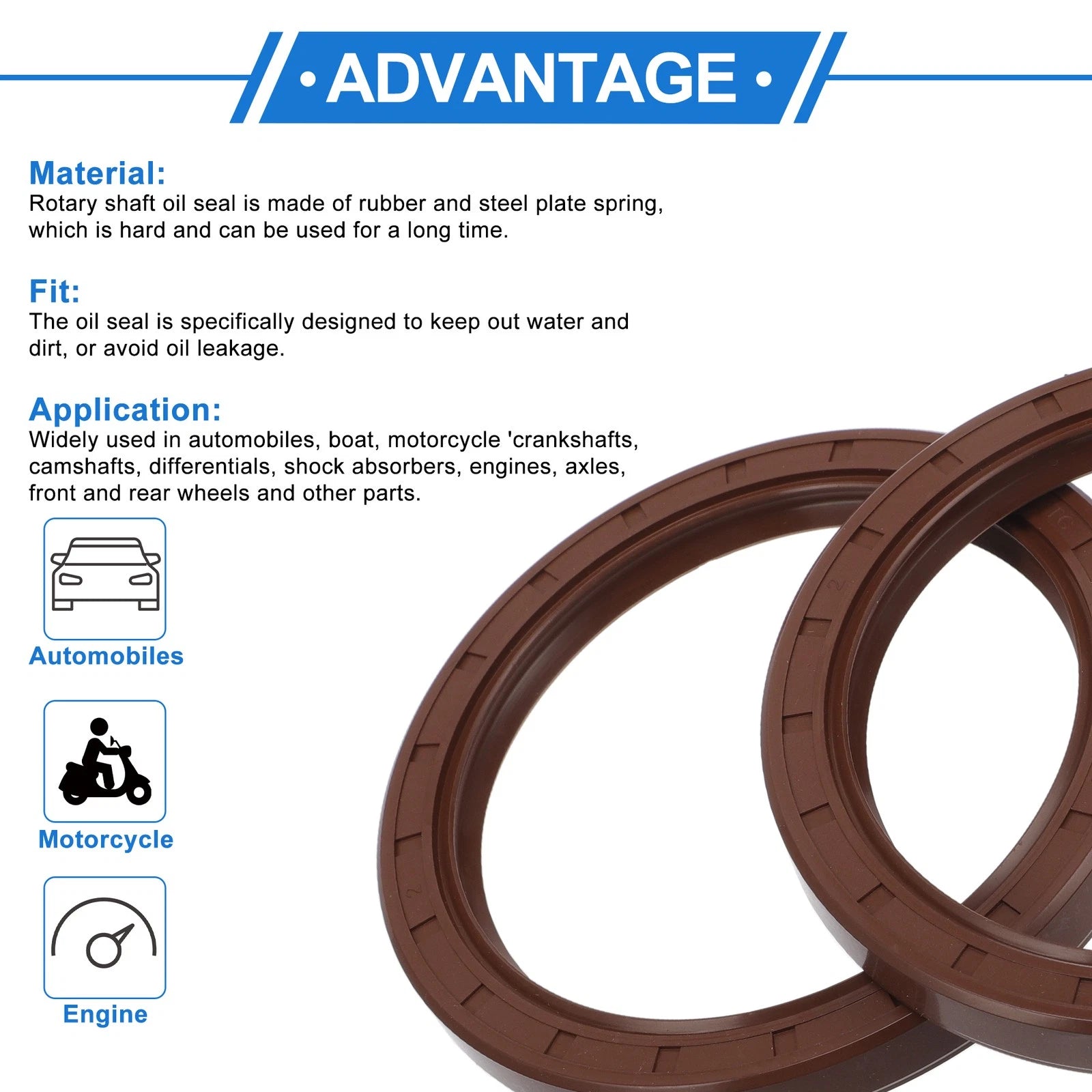 Set of 2 Oil Seal Rotary Shaft Seal FKM Rubber 80x100x10mm