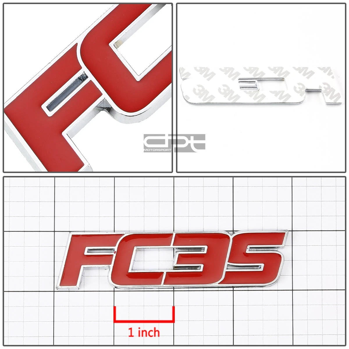 Chrome Red Bumper Trunk Grill Emblem Decal Badge for Mazda RX-7 FC3S (1986–1992)