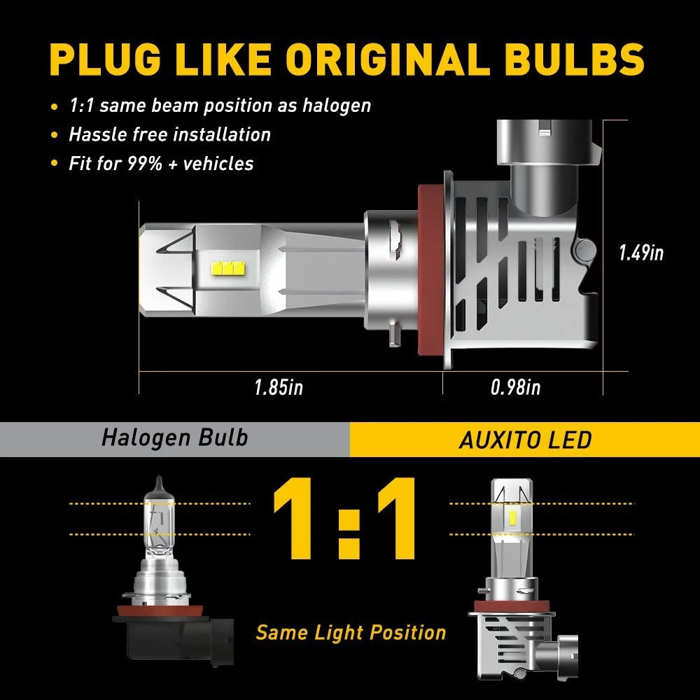 AUXITO LED H11 Headlight Bulbs Kit 200W for High/Low Beam Replacement