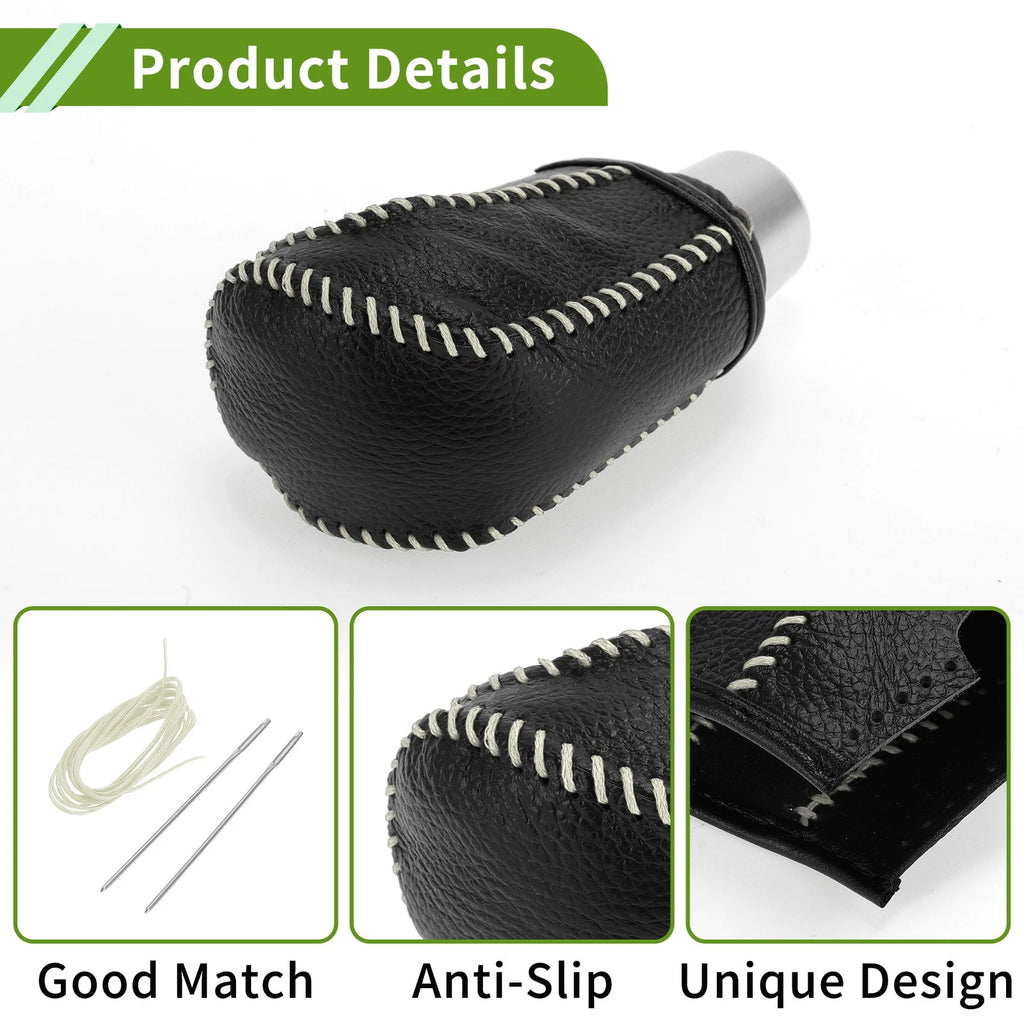 Gear Shift Knob Cover for Honda Civic (2016–2021) Pebbled Black Beige Faux Leather