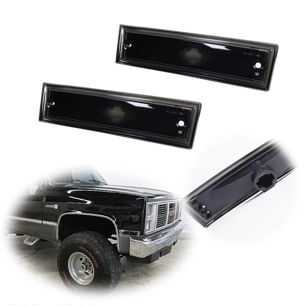 Set of 2 Black Front Signal Side Marker Lamps for GMC Chevrolet Pickup