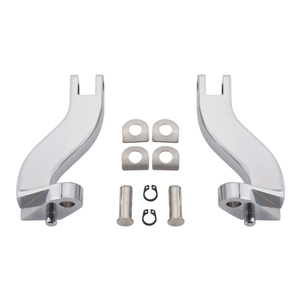 Rear Passenger Foot Peg Mounts for Harley Touring (1993-2025) Black/Chrome
