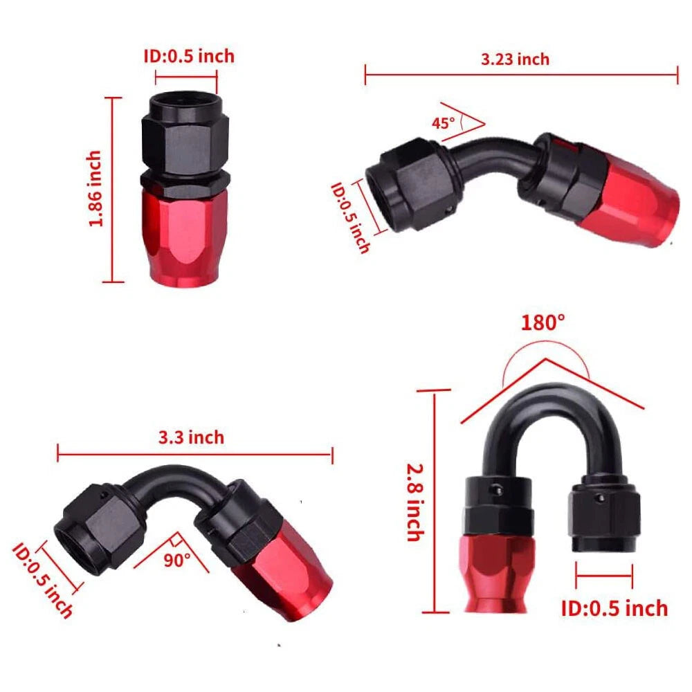 AN6 Braided Fuel Line Kit for Steel Swivel Nylon Ends (16FT, 6AN)