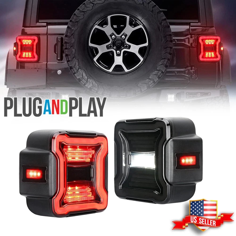 Smoked LED Tail Lights for Jeep Wrangler JL JLU (2018–2024)