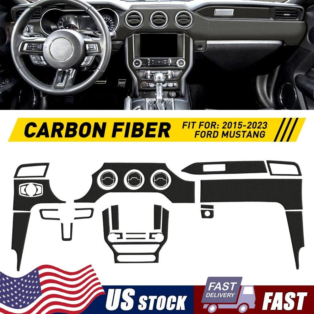 30Pcs Carbon Fiber Interior Trim for Ford Mustang (2015–2023)