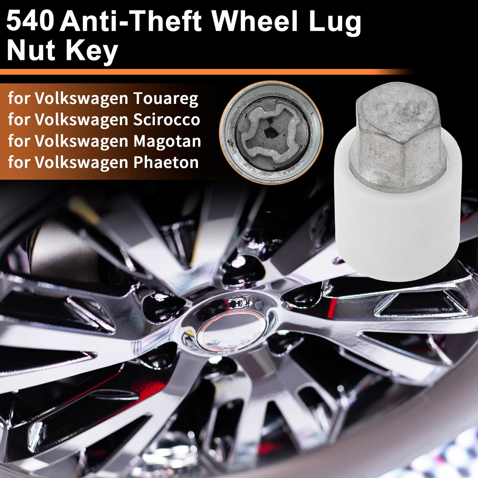 Wheel Lock Lug Nut for Volkswagen Touareg (2004–2017) 540 Locking Key Socket