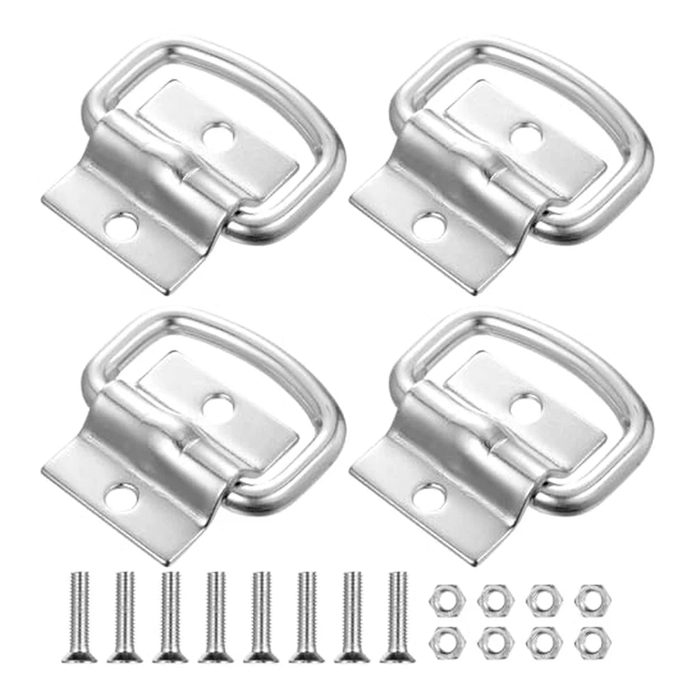 Set of 4 Heavy Duty D-Ring Lashing Eyelets for Trailers Trucks RVs Boats
