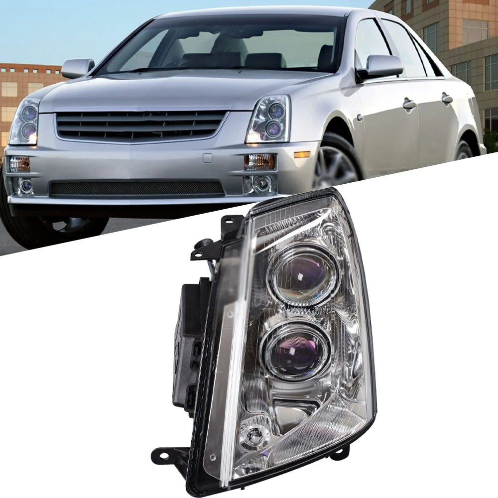 Halogen Headlight Housing for Cadillac STS (2005–2011) Black Driver Left Side