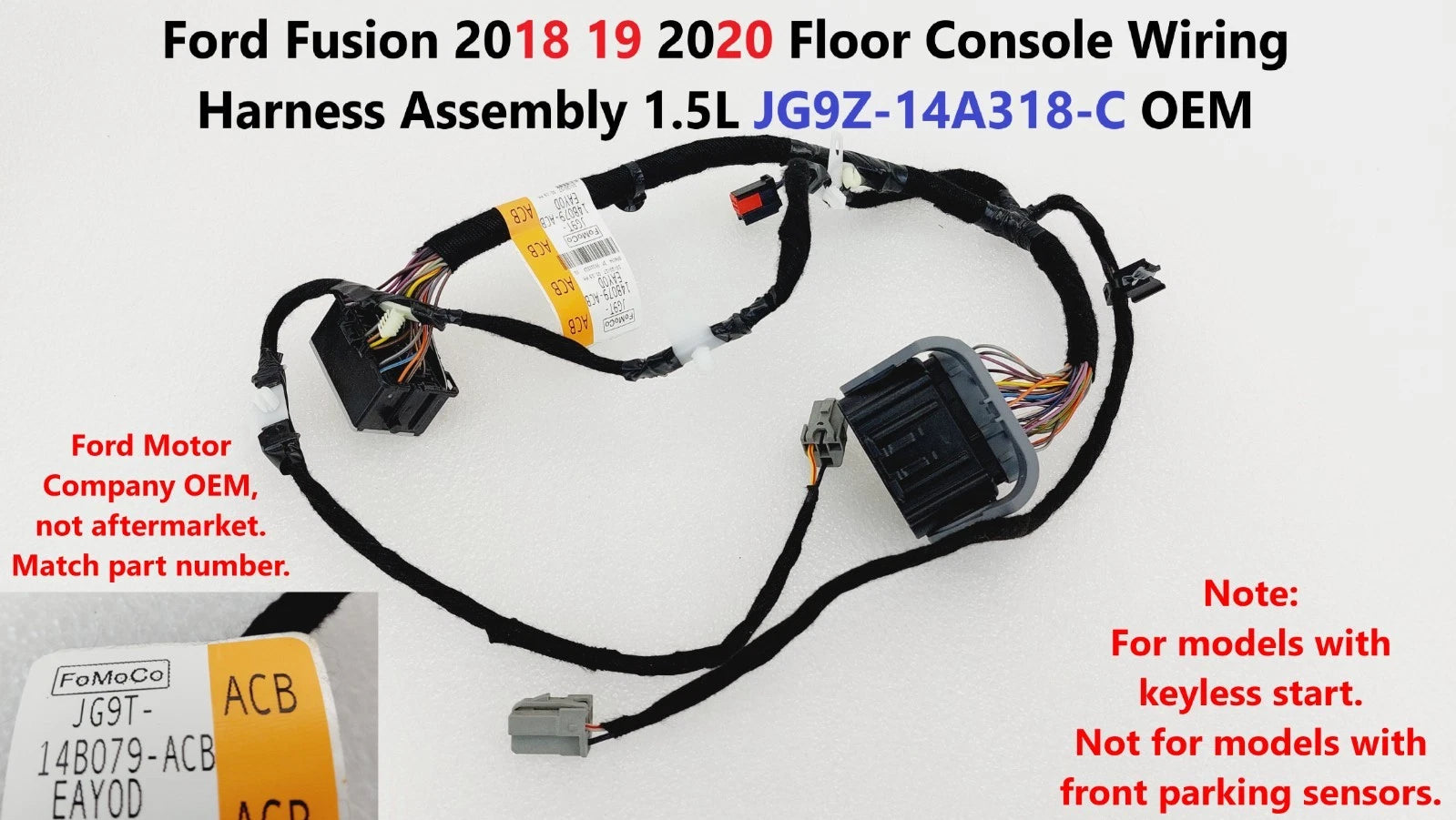 Wiring Harness Assembly for Ford Fusion (2018–2020) JG9Z14A318C