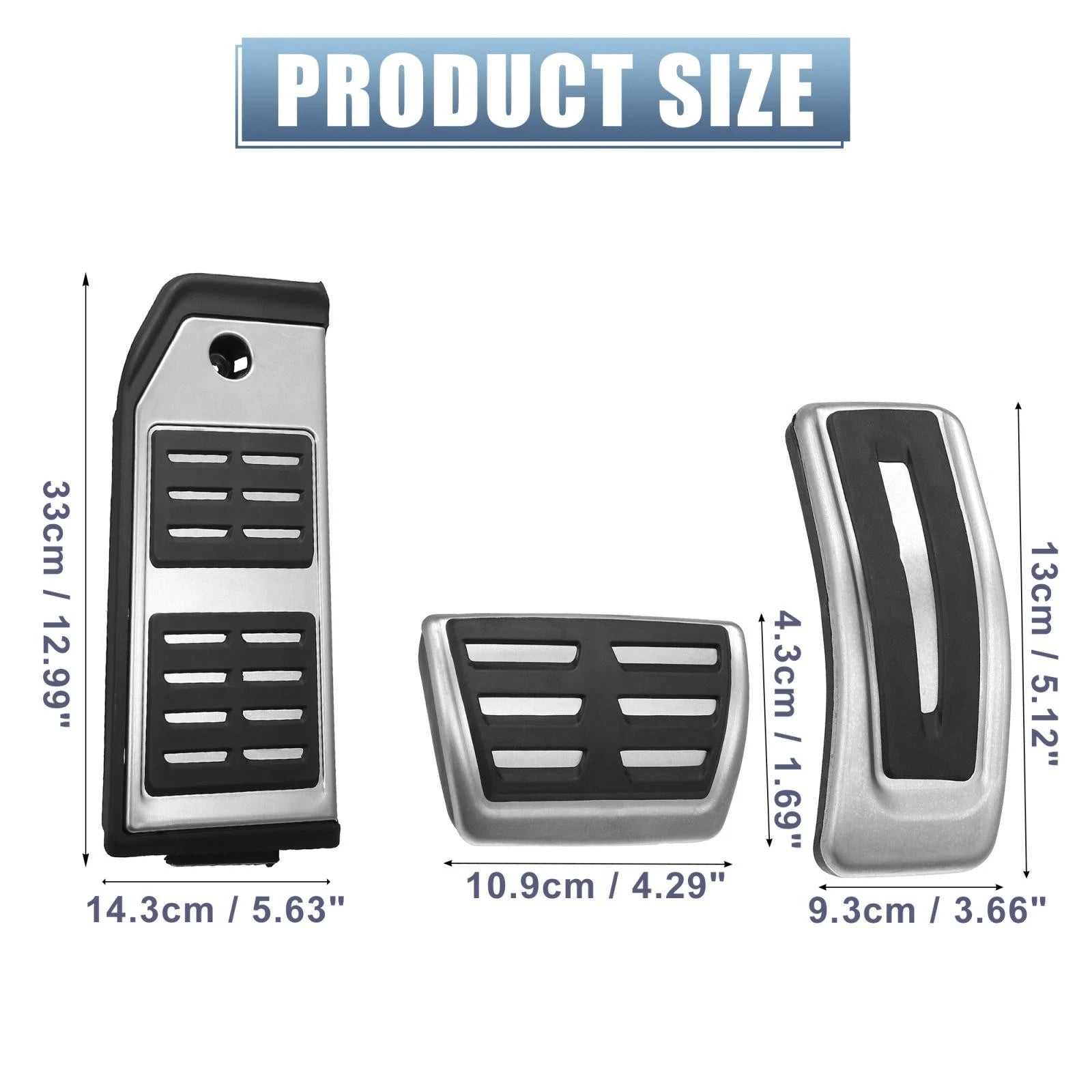3pcs Gas Brake Foot Rest Pedals Pads Cover for Audi Q7 Q8 (2016–2023)