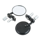 7/8" Motorcycle Rear View Black Handle Bar End Mirrors
